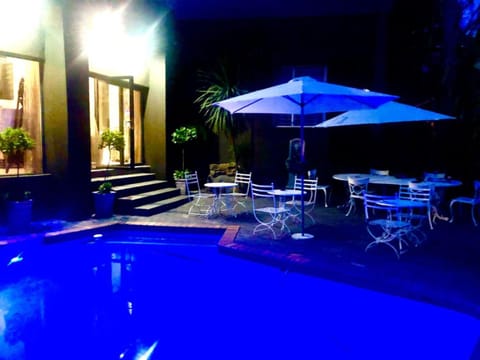 Property building, Patio, Garden, Swimming pool
