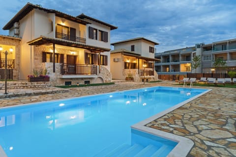 Property building, Pool view, Swimming pool, sunbed