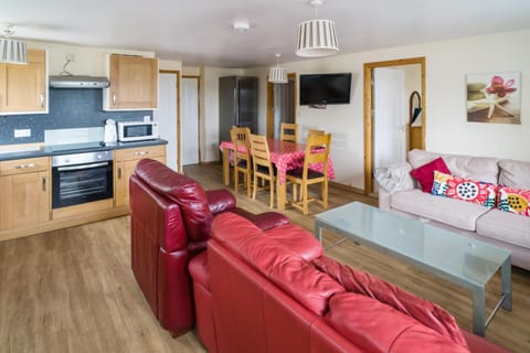 Kitchen or kitchenette, Living room, Seating area, Dining area