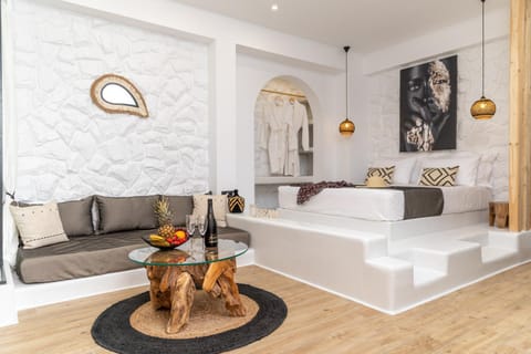 Bed, Living room, Seating area
