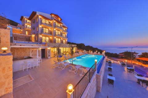 Property building, Pool view, Swimming pool, Sunset