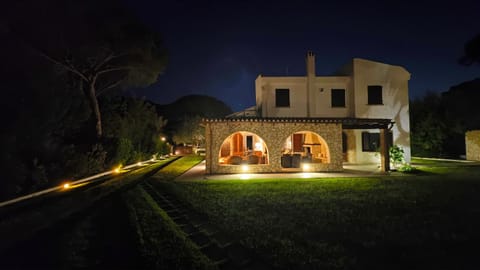 Property building, Night, Garden, Garden view