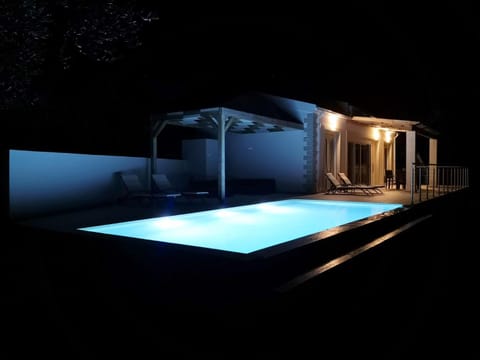 Property building, Night, Swimming pool, Swimming pool