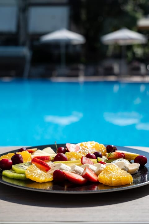 Continental breakfast, sunbed