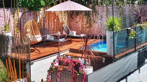 Property building, Living room, Swimming pool