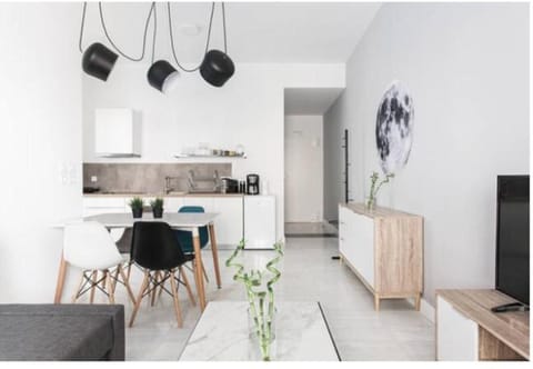 Kitchen or kitchenette, Living room, Seating area, Dining area
