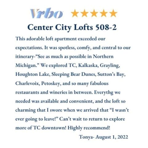 Center City Lofts 508 Unit 2 Close to Downtown and the TART Trail Apartment in Traverse City