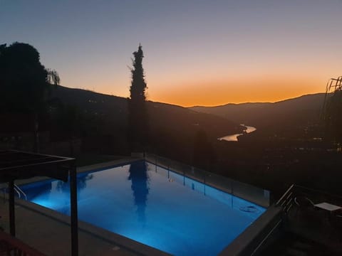 Natural landscape, Mountain view, Pool view, Swimming pool, Sunset