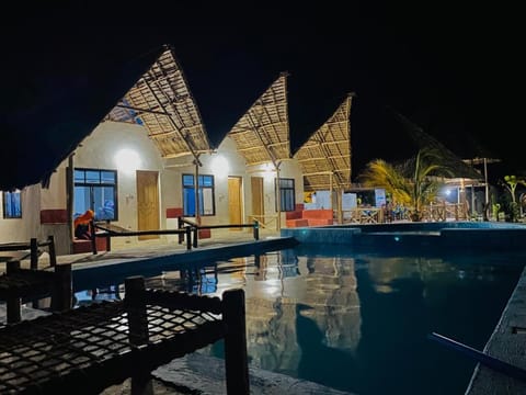 Night, Pool view, Swimming pool