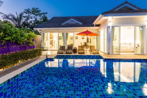 Property building, Night, Pool view, Swimming pool