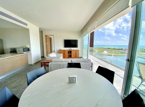 View (from property/room), Living room, Dining area, Sea view
