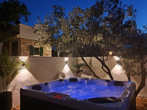 Patio, Night, Natural landscape, Hot Tub, Garden view