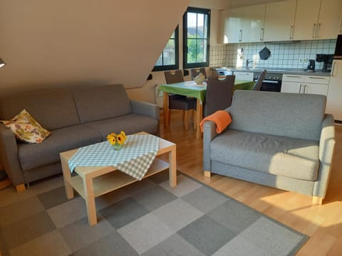 Kitchen or kitchenette, Living room, Seating area, Dining area