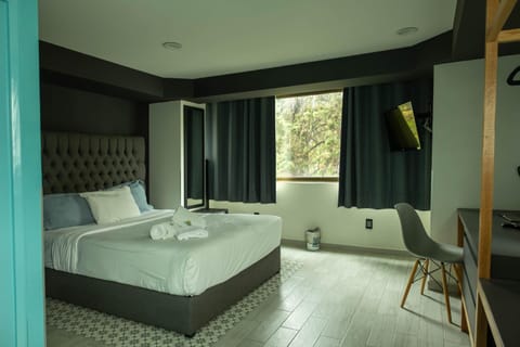 Bed, City view