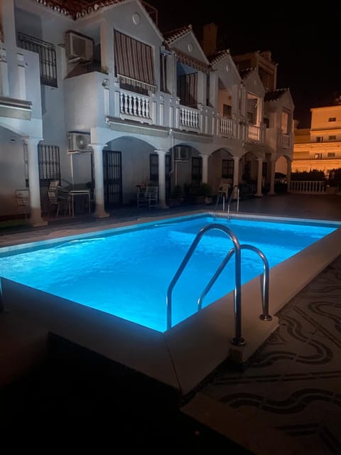 Property building, Night, Pool view, Swimming pool