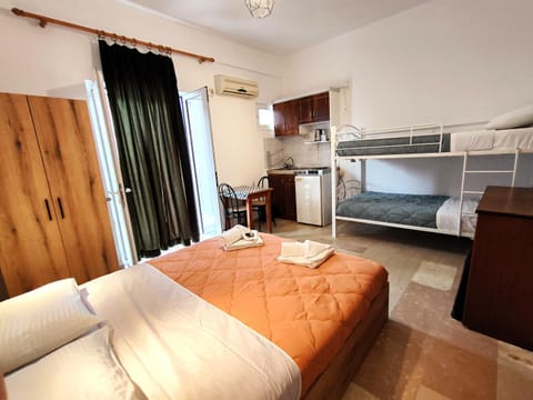 Bed, bunk bed, kitchen