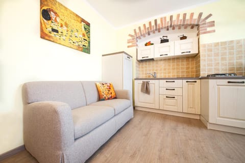 Kitchen or kitchenette, Living room, Seating area