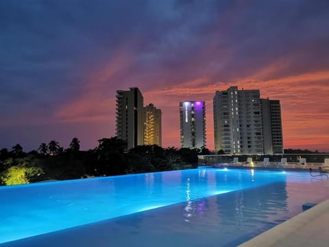 Pool view, Swimming pool, Sunset