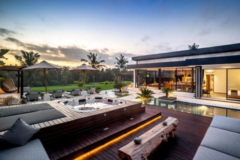Property building, Patio, Natural landscape, Seating area, Pool view, Swimming pool