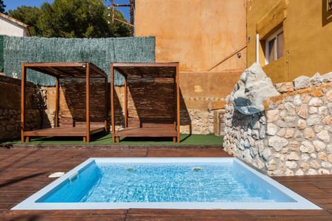 Property building, Living room, Swimming pool