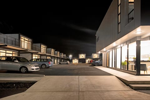 Property building, Facade/entrance, Night, Parking