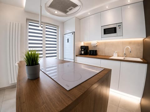 Kitchen or kitchenette, oven
