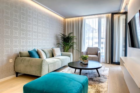 Living room, Seating area, City view