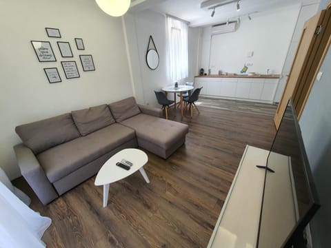 Kitchen or kitchenette, Living room, Seating area, Dining area