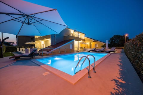 Property building, Swimming pool, Sunset