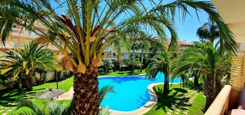 Property building, Day, Garden, Seating area, Garden view, Pool view, Swimming pool