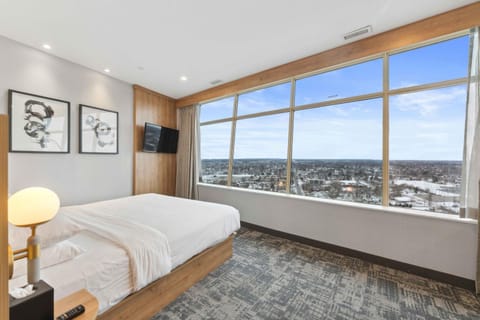 Bed, Bedroom, City view