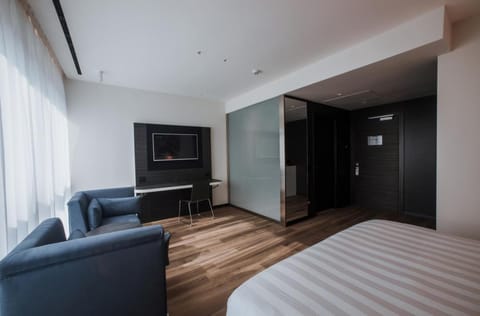 Bed, TV and multimedia, Living room, Photo of the whole room, Seating area, Bedroom