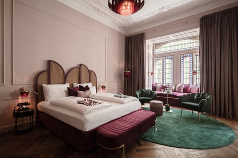 Bed, View (from property/room), Living room, Seating area, Bedroom