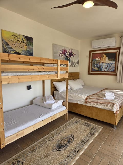 Bed, Bedroom, bunk bed, towels, air conditioner