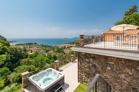 Property building, Patio, Nearby landmark, Day, Natural landscape, View (from property/room), Balcony/Terrace, Pool view, Sea view, Swimming pool