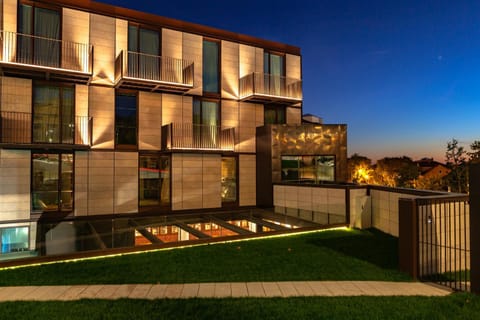 Property building, Night, Garden, Garden view