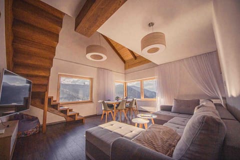 Living room, Mountain view, Sunset