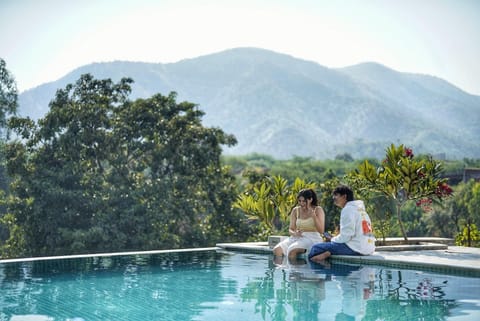 People, Guests, Mountain view, Pool view, Swimming pool, group of guests, sunbed