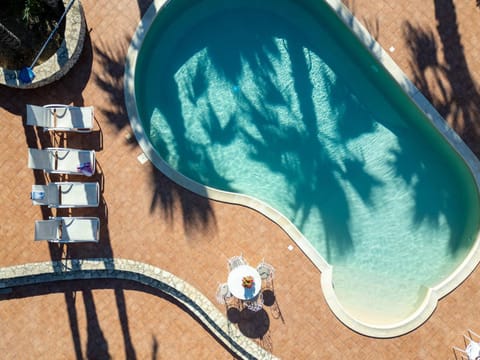 Patio, Bird's eye view, Swimming pool, sunbed