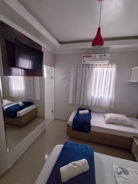 Bed, Photo of the whole room, Bedroom, towels, air conditioner