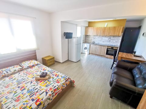 Bed, TV and multimedia, Kitchen or kitchenette, Living room, Seating area, Dining area, Bedroom, oven, stove