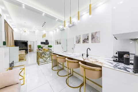 Kitchen or kitchenette, Living room, Dining area, stove