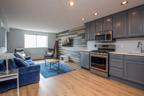 Living room, kitchen