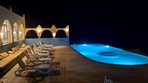 Patio, Night, Natural landscape, Hot Tub, Pool view, Swimming pool, sunbed
