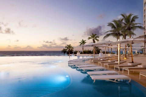 Natural landscape, Beach, Pool view, Sea view, Swimming pool, Sunset, sunbed