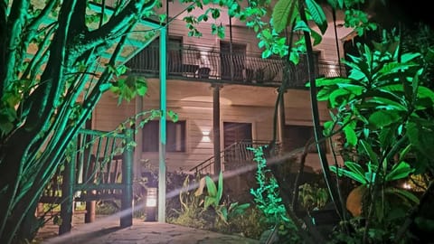 Property building, Night, Garden, Garden view