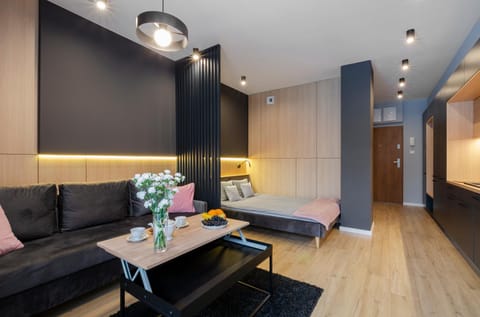 Bed, Kitchen or kitchenette, Living room, Seating area