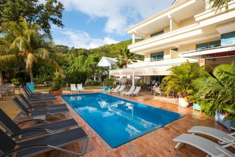 Property building, Patio, Spring, Day, Garden, Garden view, Pool view, Swimming pool, sunbed