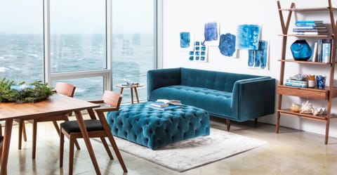 Property building, Living room, Seating area, City view