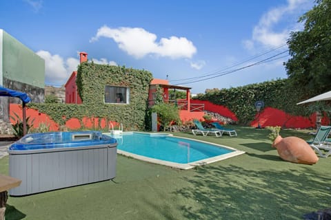 Property building, Living room, Swimming pool